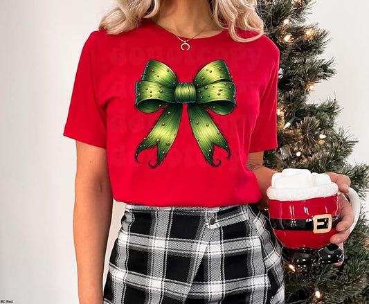 Grinchy Inspired Bow tee