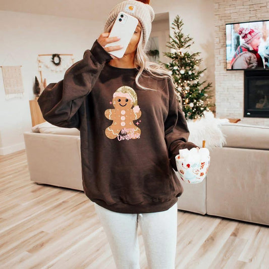 Pink & Gold Gingerbread man tee
