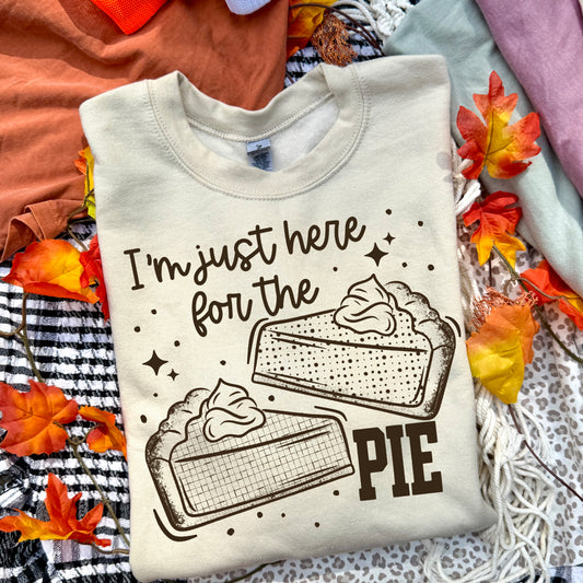 I'm just here for the pie tee (Brown Ink)