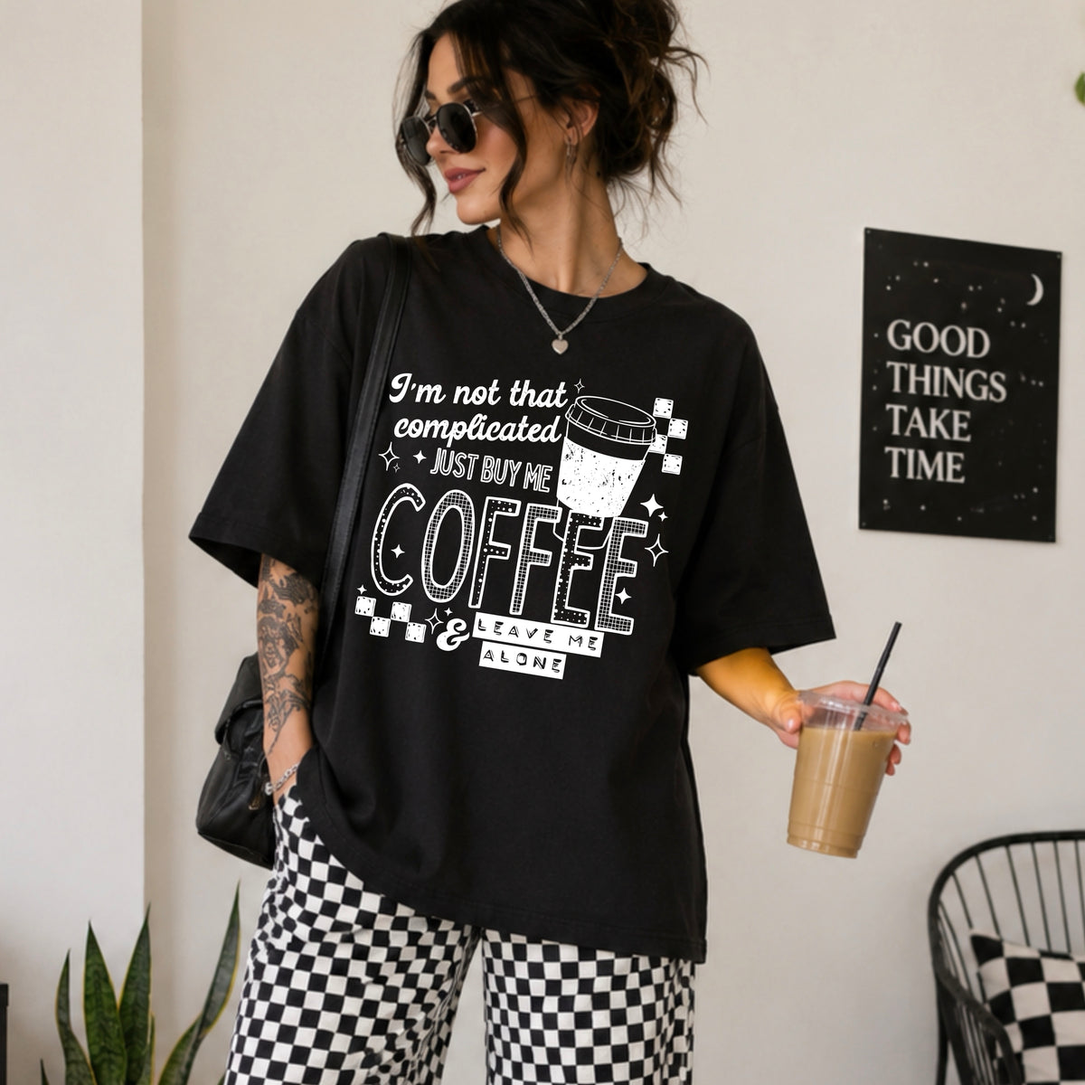 Buy me Coffee & Leave me Alone tee (White Ink)