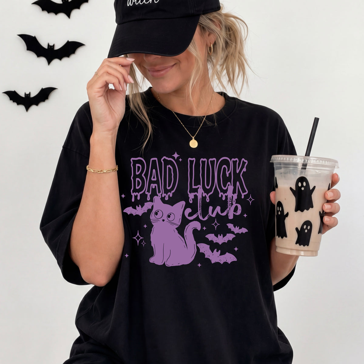 Bad Luck Club purple Cat tee