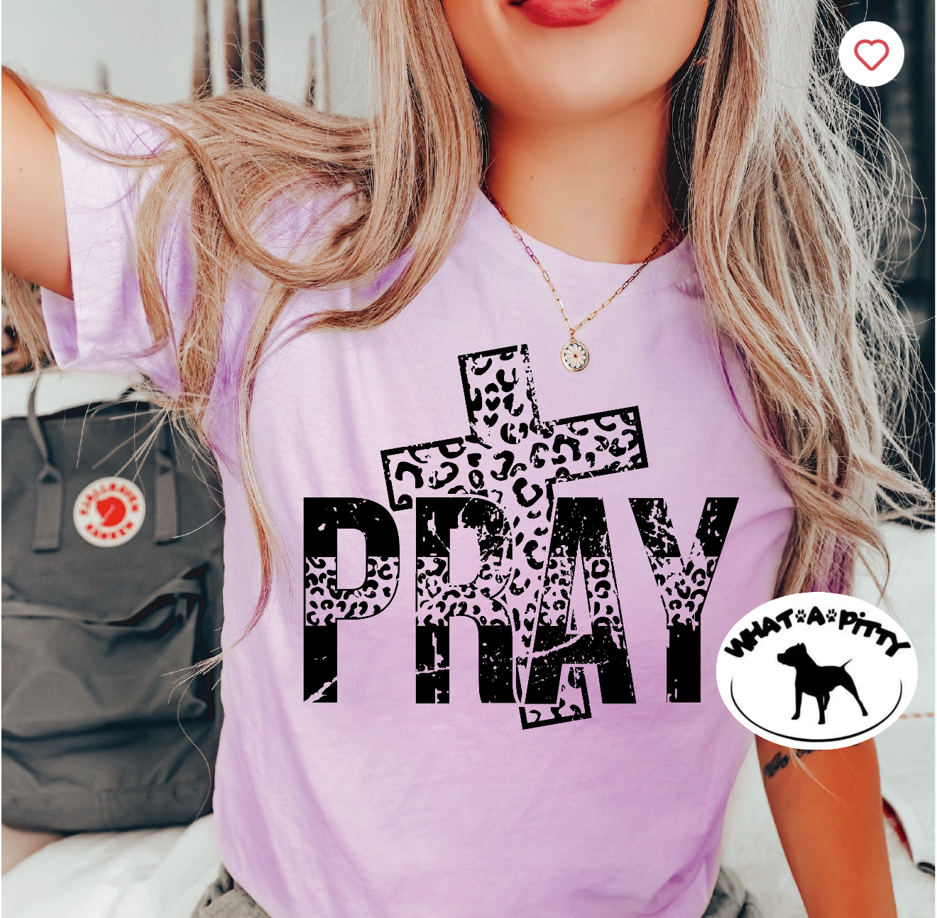 PRAY with cheetah print cross tee