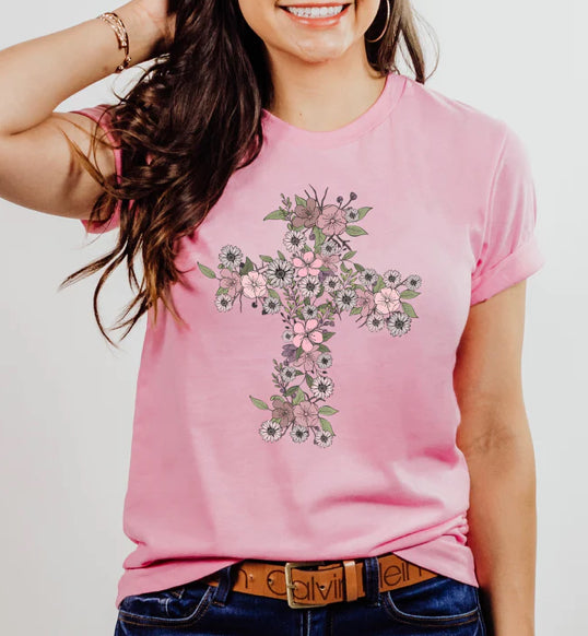 Floral Cross tee