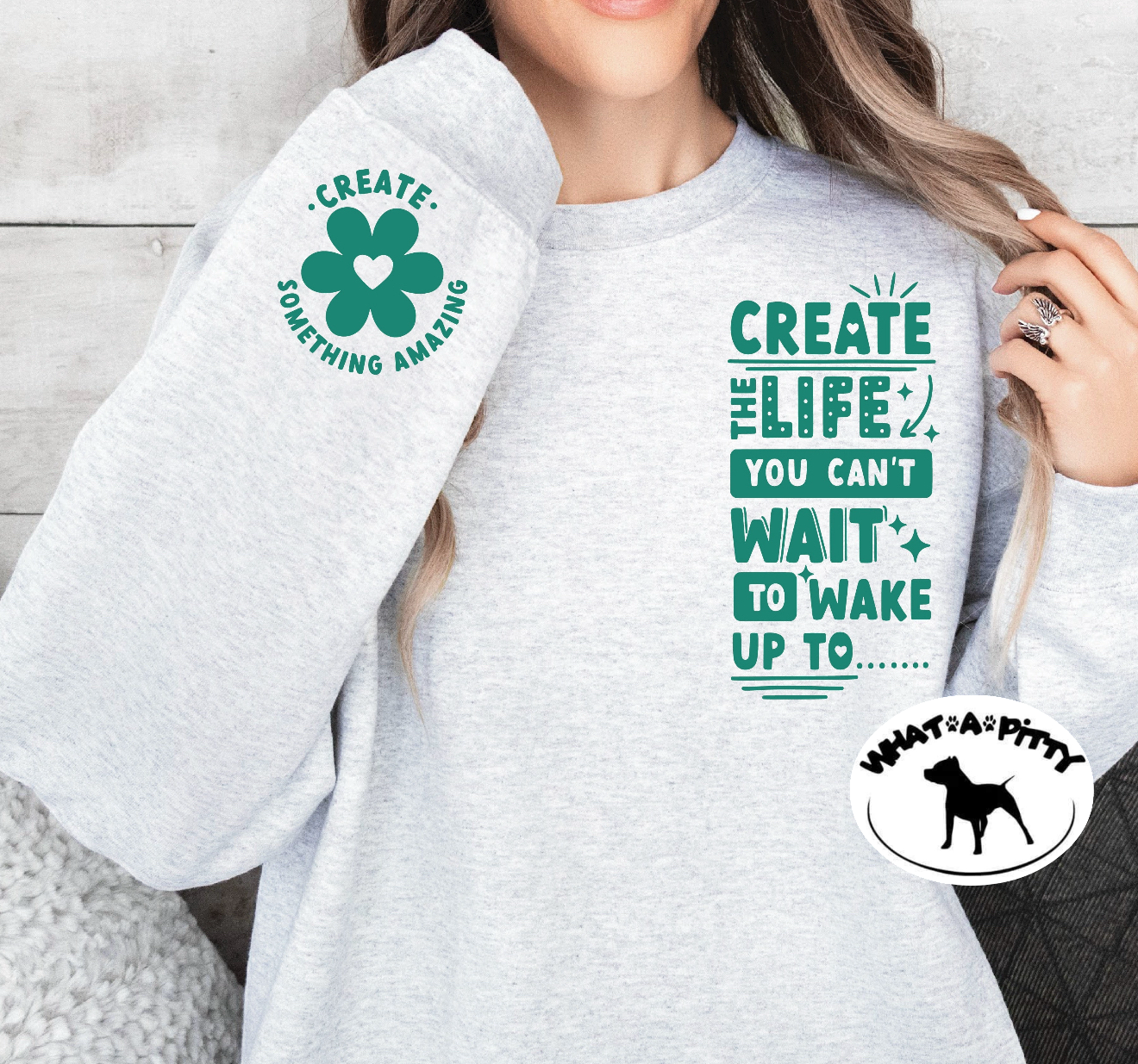 Create something Amazing sweatshirt with sleeve design