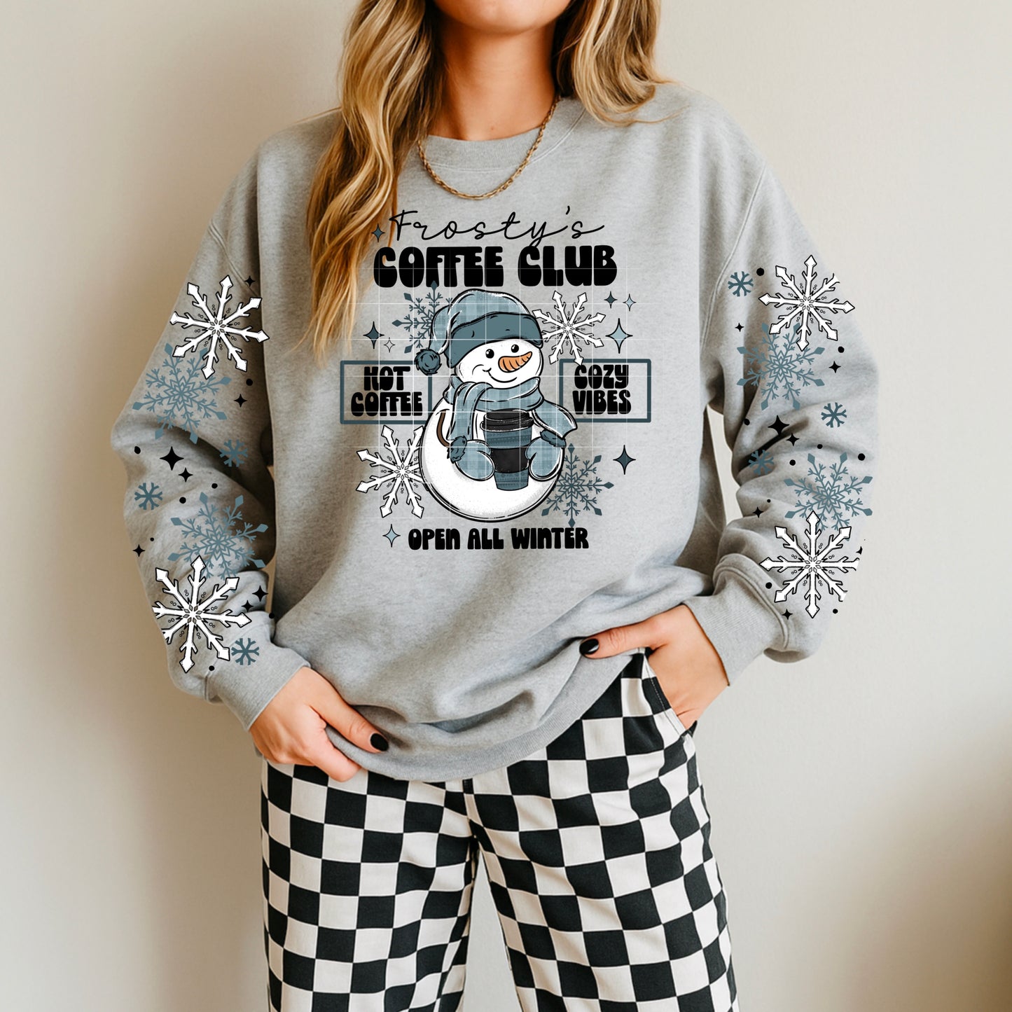 Frosty's Coffee Club sweatshirt with sleeve designs
