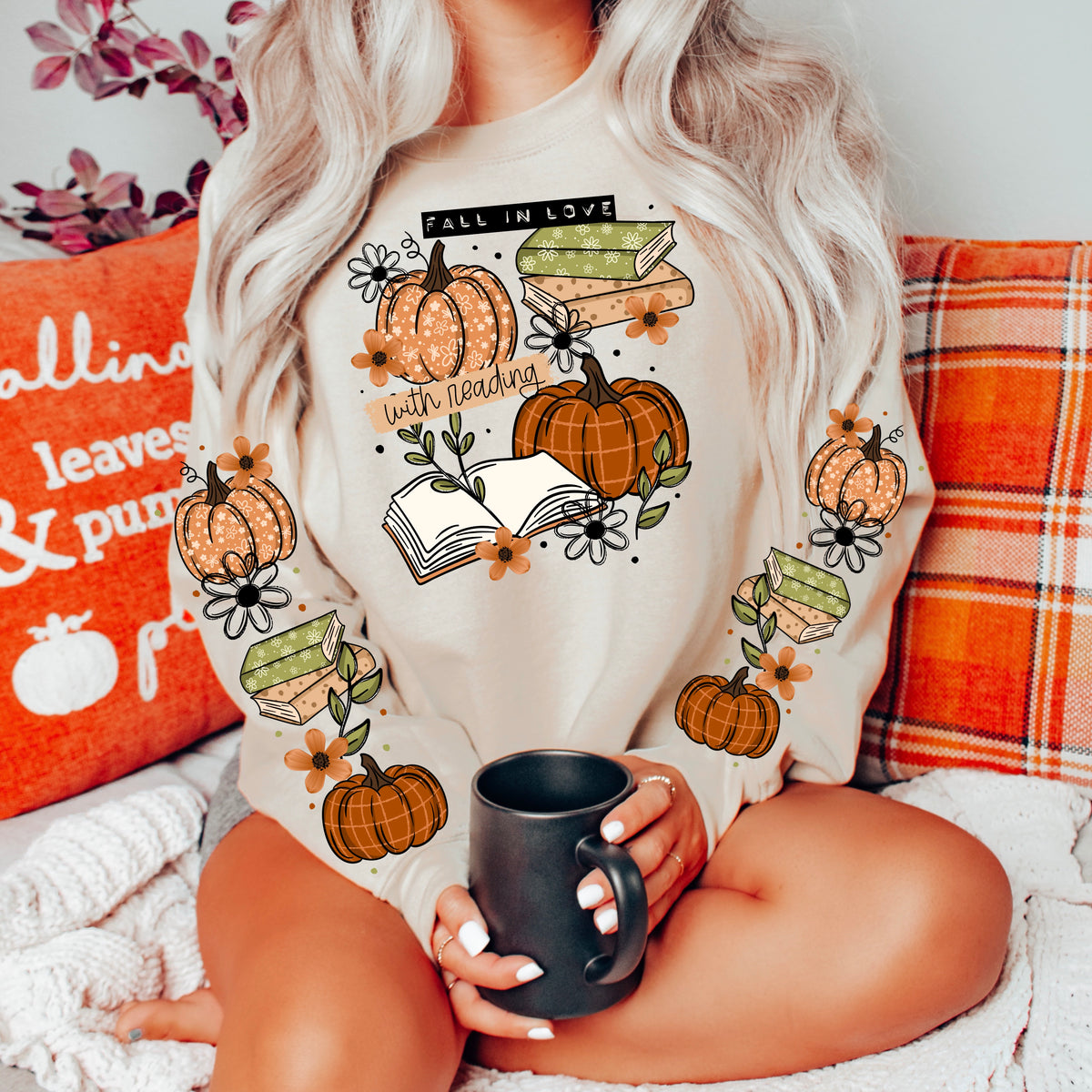 Fall in love with Reading sweatshirt with sleeve designs