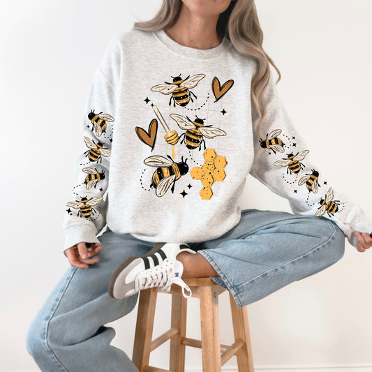 Honey Bees sweatshirt with sleeve designs