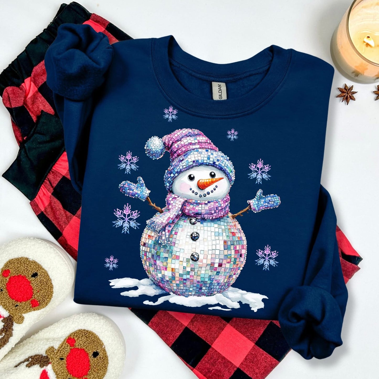 Glitter Disco Snowman tee