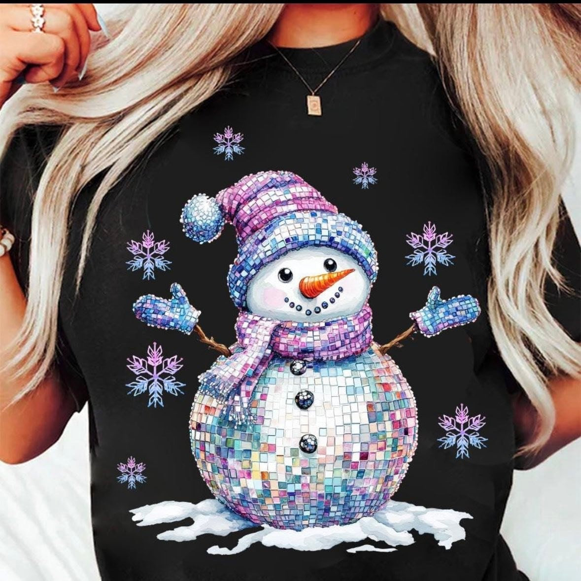 Glitter Disco Snowman tee