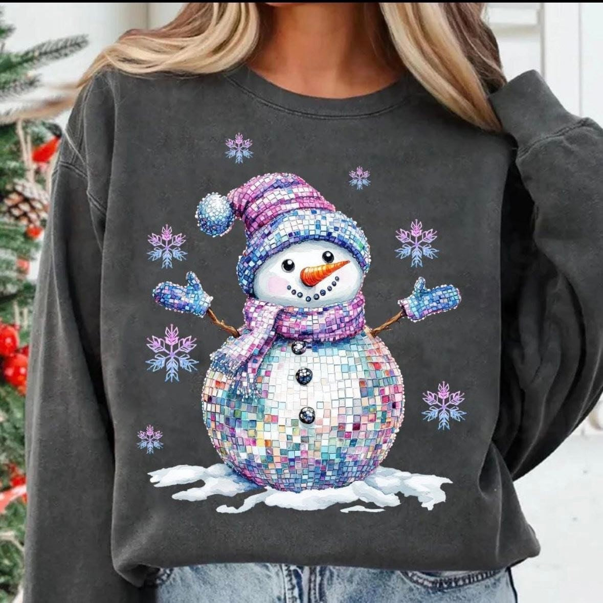 Glitter Disco Snowman tee