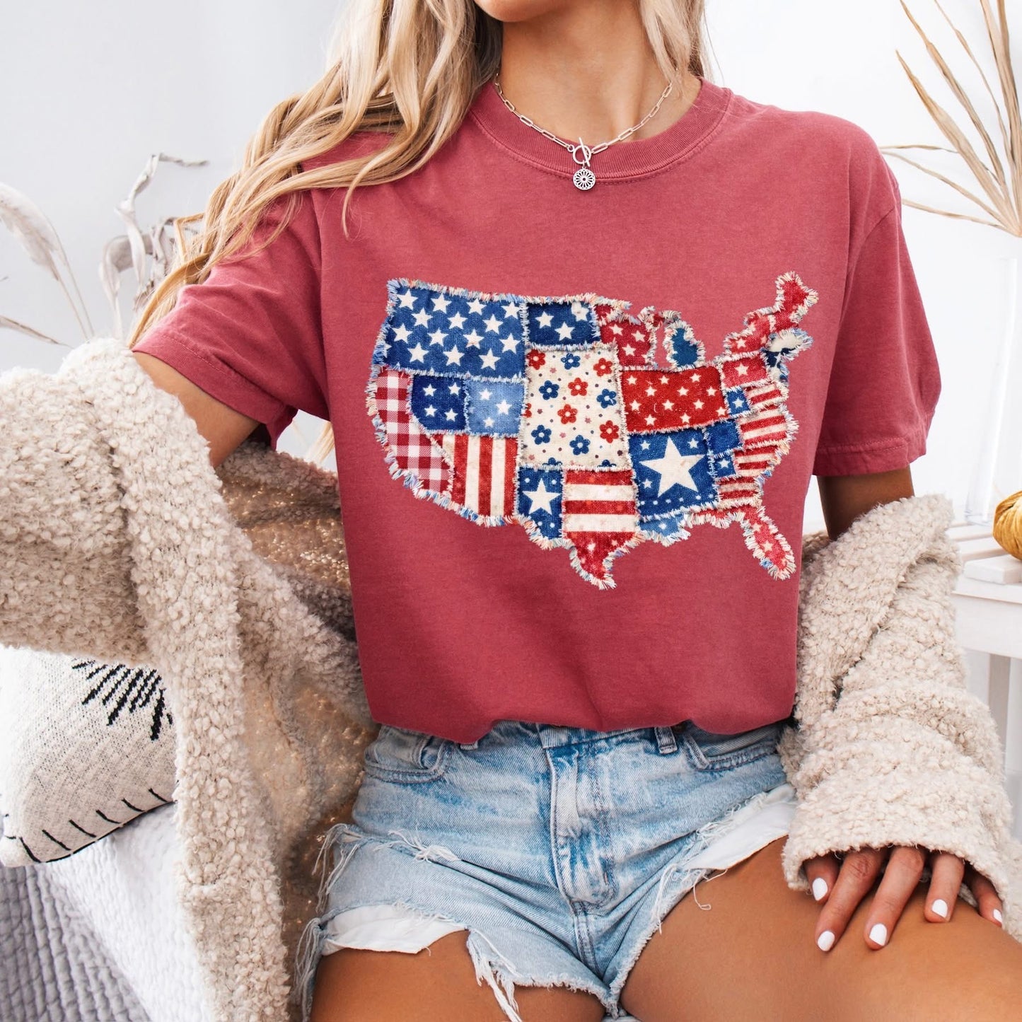 Patchwork America tee