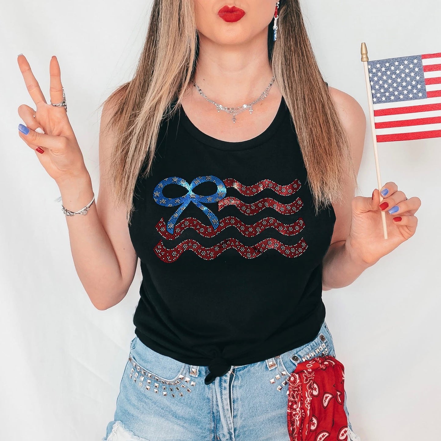 American Flag Bow Spangle tee