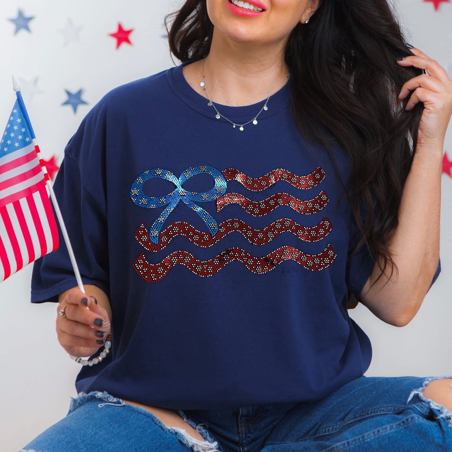 American Flag Bow Spangle tee