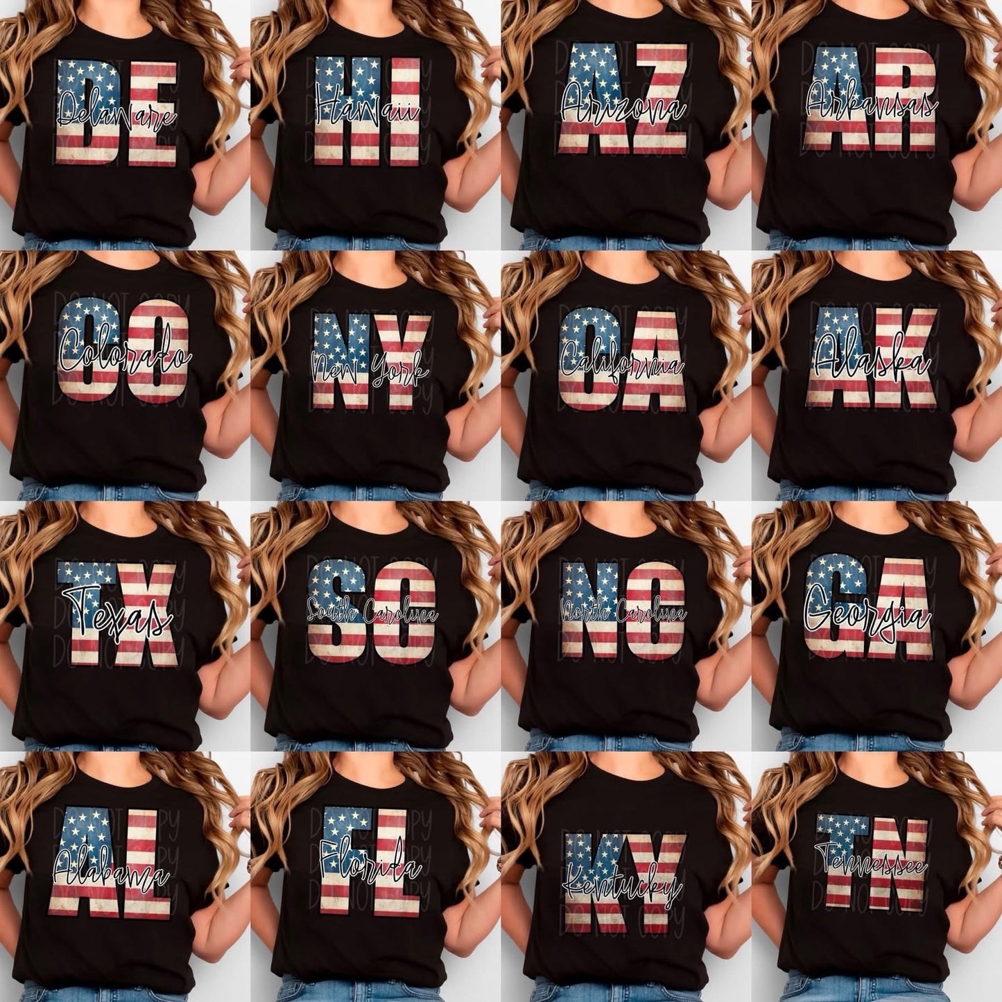 Vintage American Flag States tee with State Name