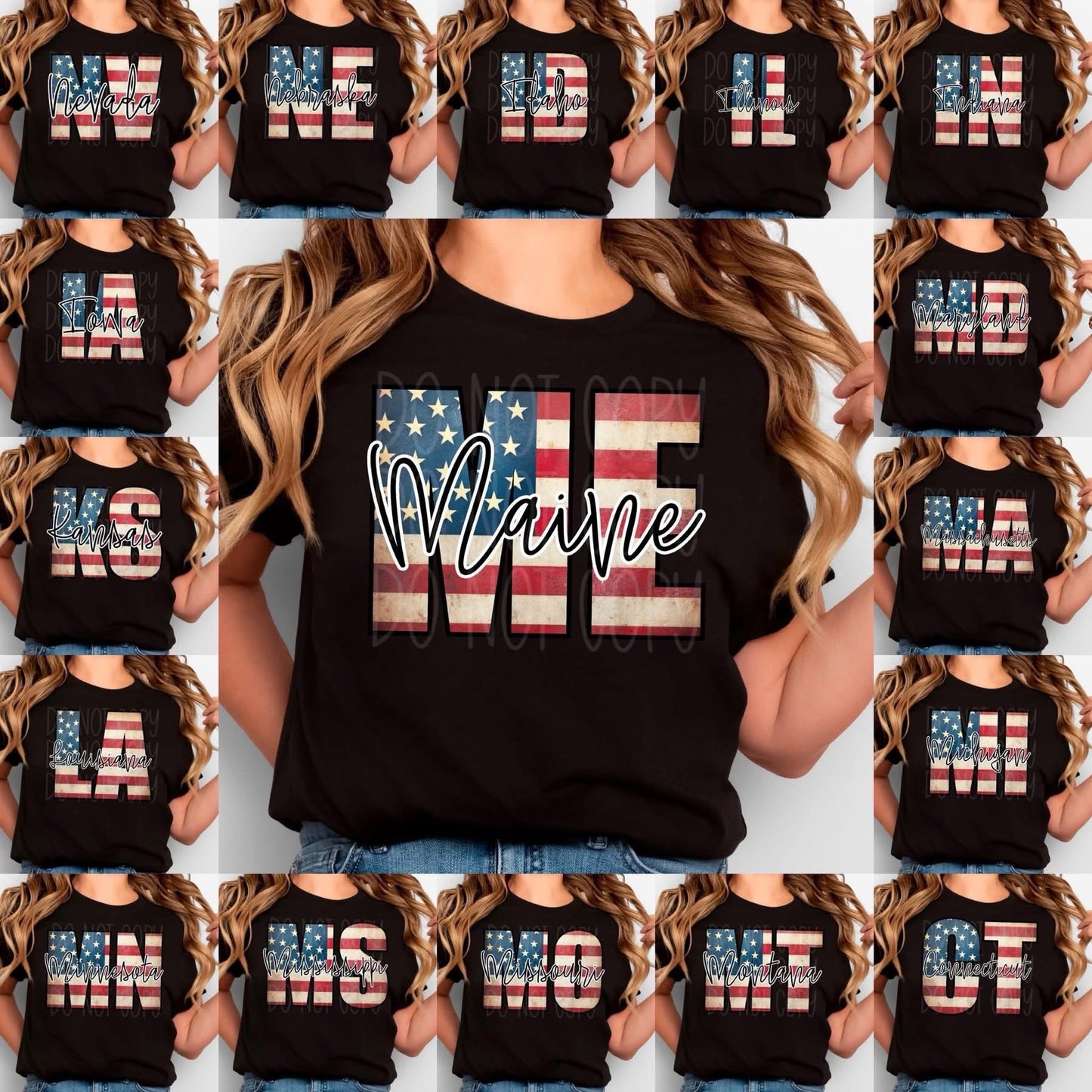 Vintage American Flag States tee with State Name