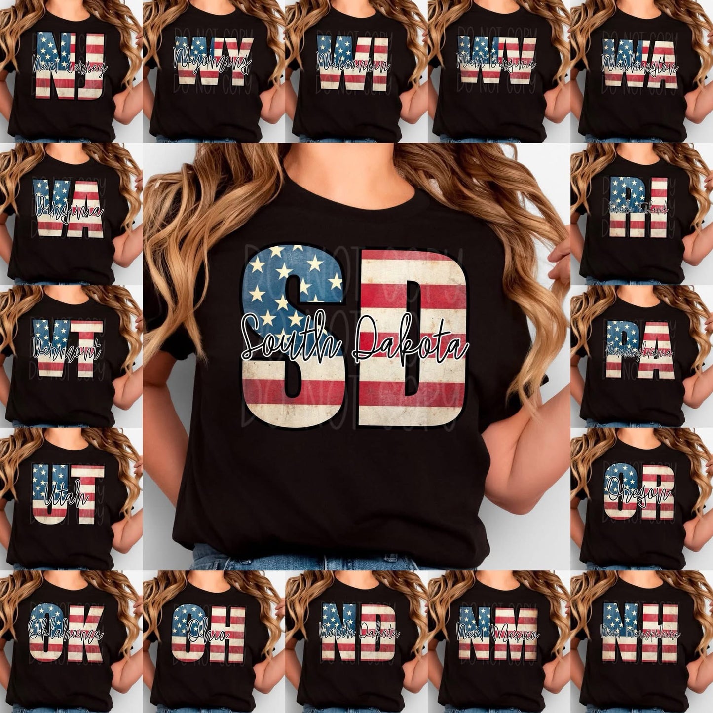 Vintage American Flag States tee with State Name