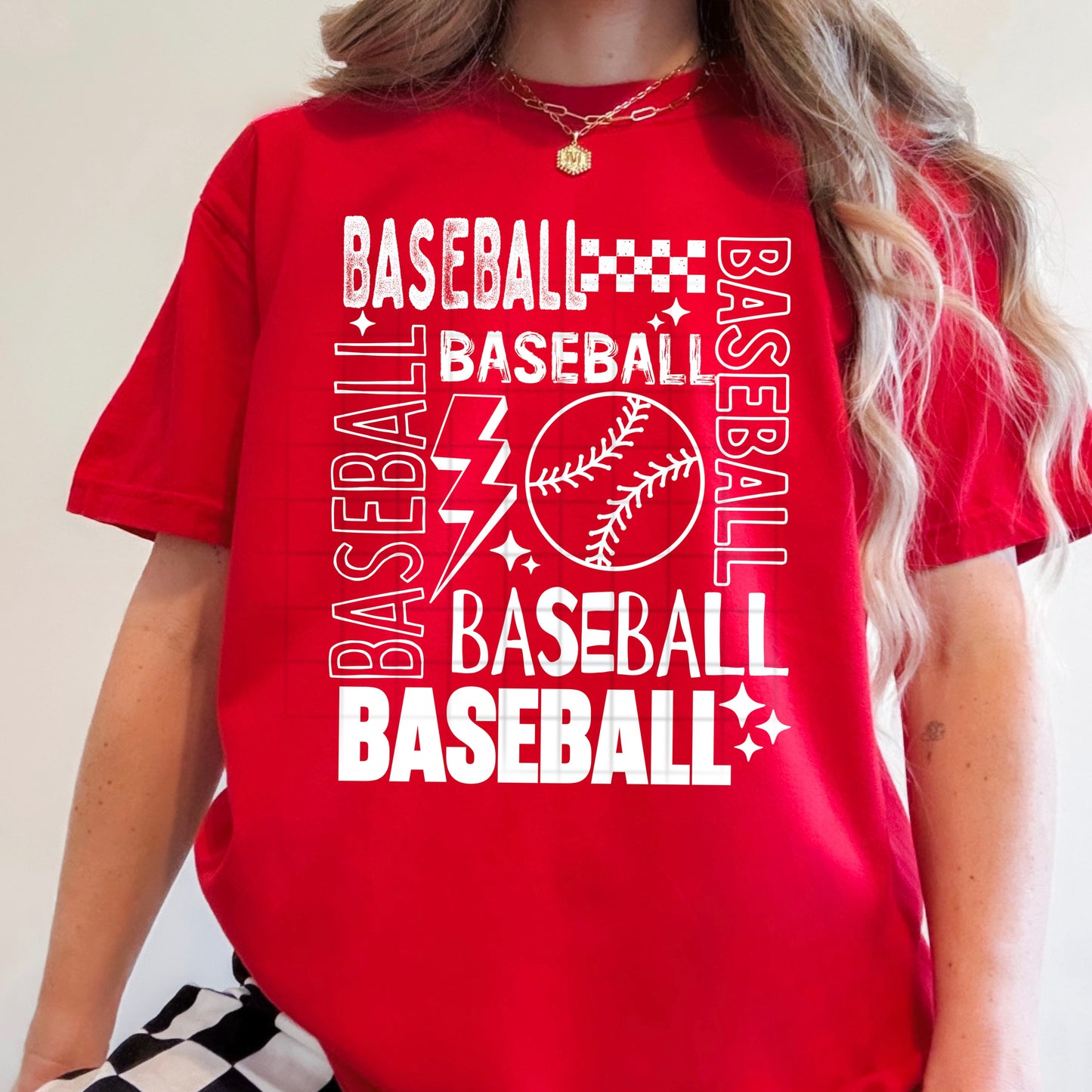 Baseball Collage (White Ink)