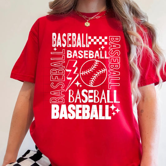 Baseball Collage (White Ink)