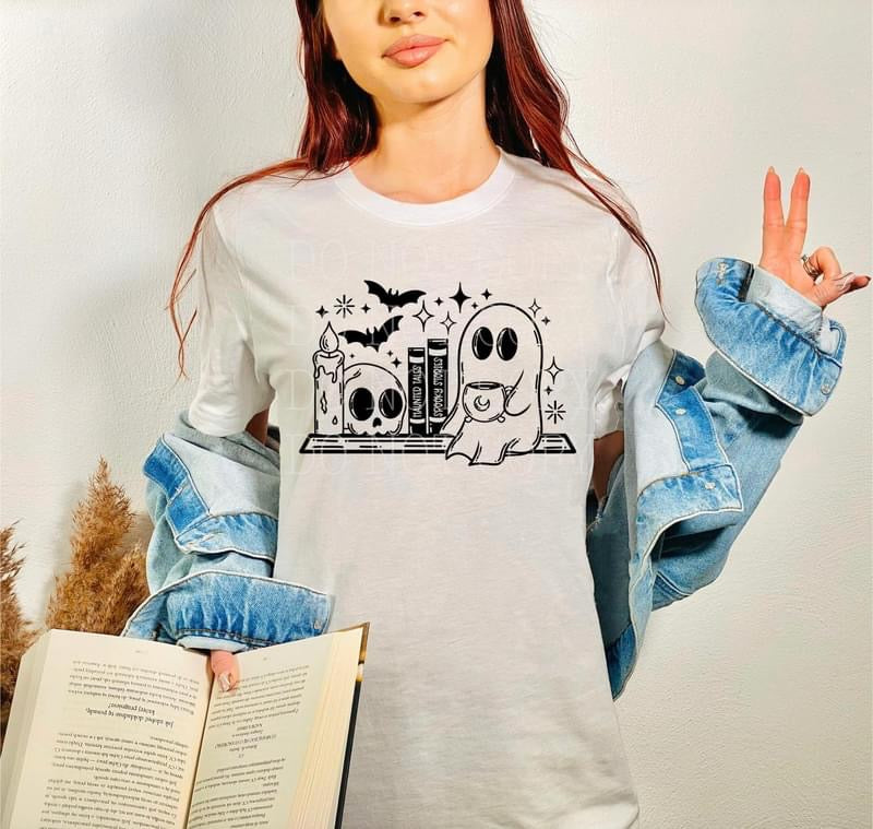 Bookshelf Ghost tee