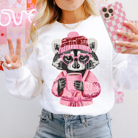 Valentine Raccoon faux yarn tee