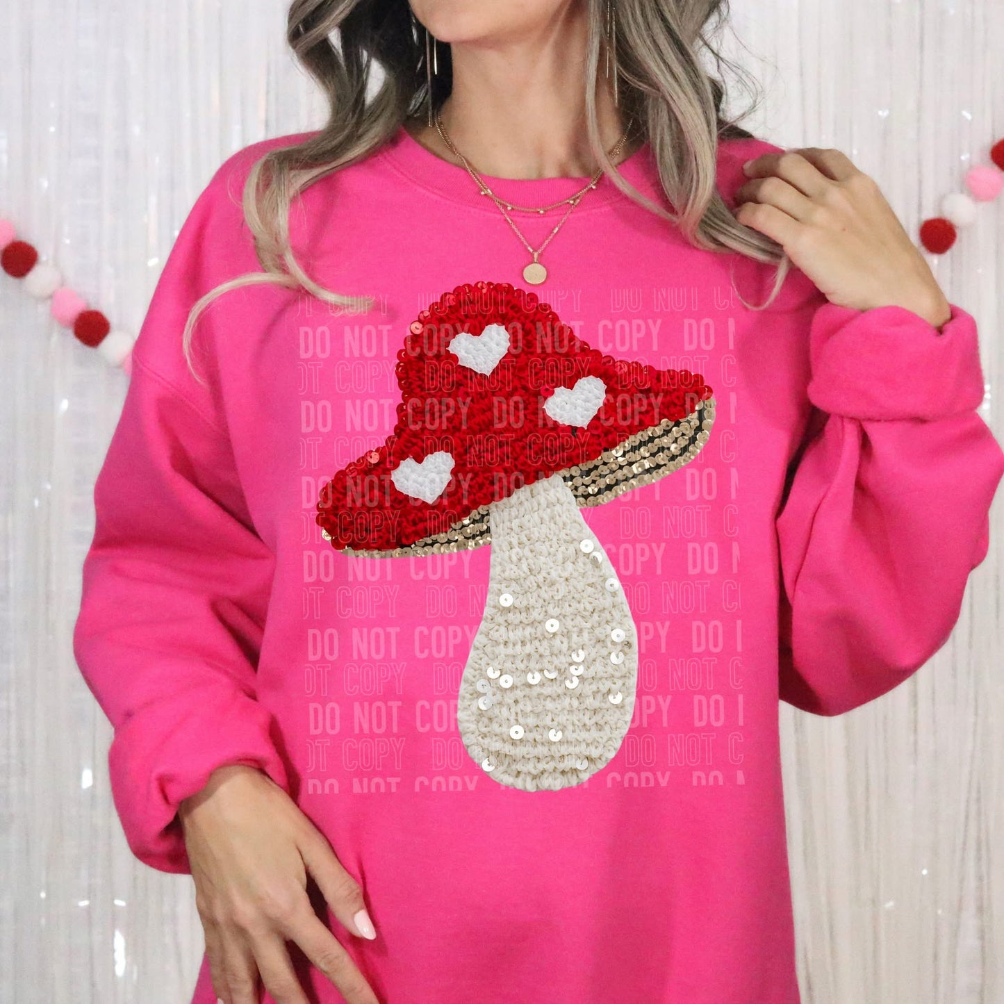 Valentine Mushroom faux yarn tee