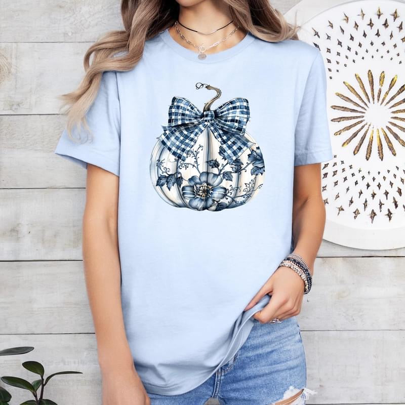 Blue Floral Pumpkin tee