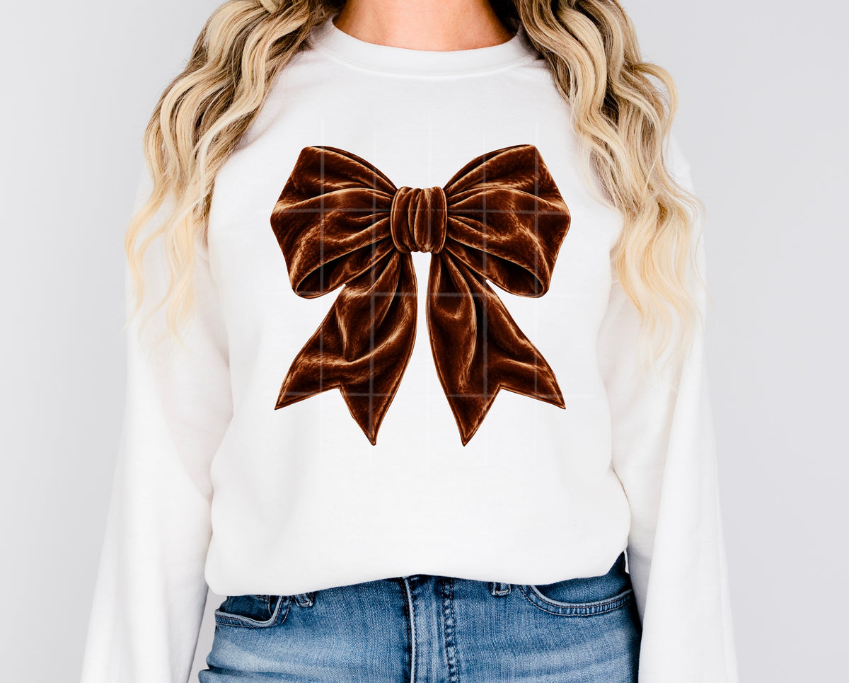 Brown Velvet Bow tee