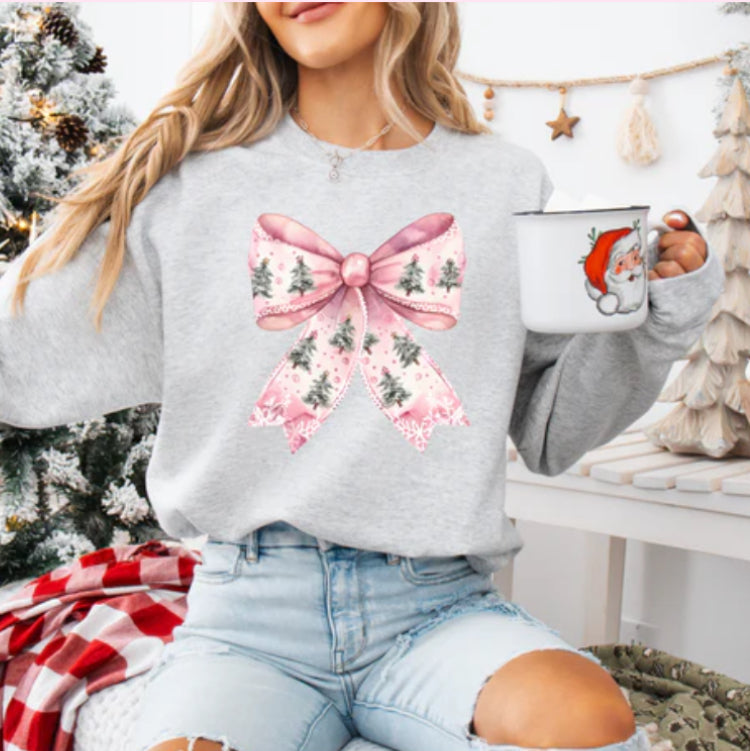 Pink Christmas Tree Bow sweatshirt