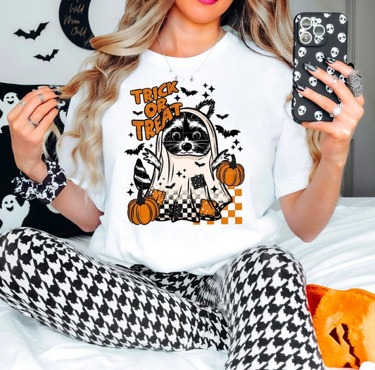 Trick or Treat Raccoon tee