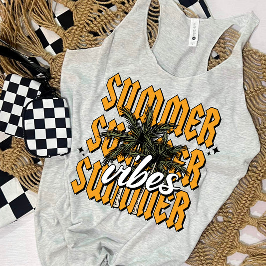 Stacked Summer Vibes palm trees tee