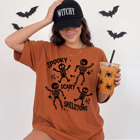 Spooky Scary Skeletons tee (Black Ink)