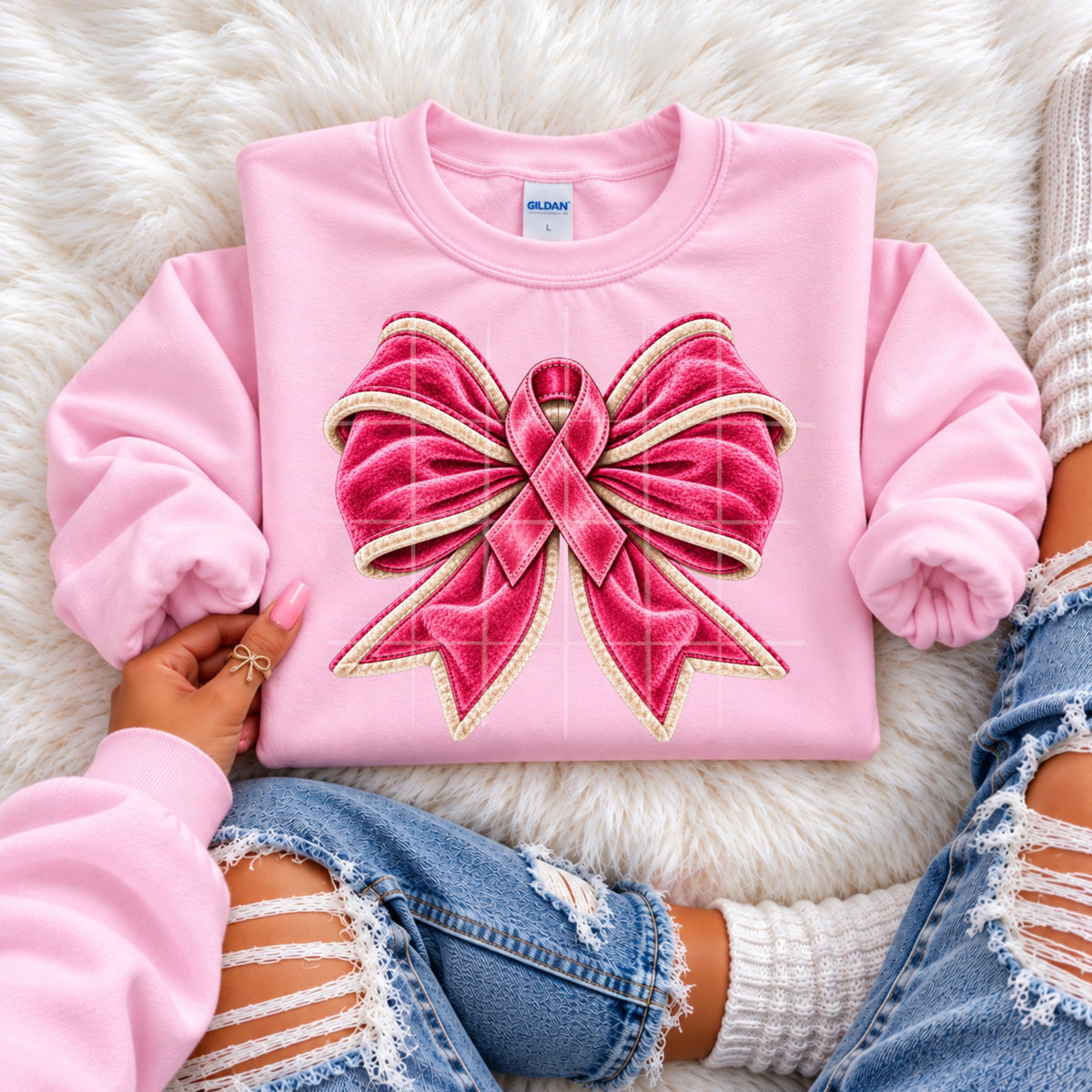Velvet Bow with Pink Ribbon tee
