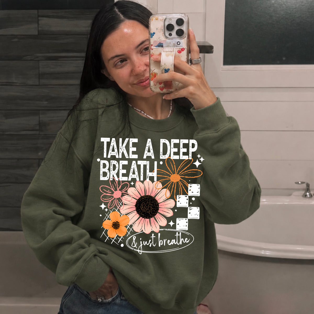 Take a Deep Breath & Just Breathe tee (White Ink)
