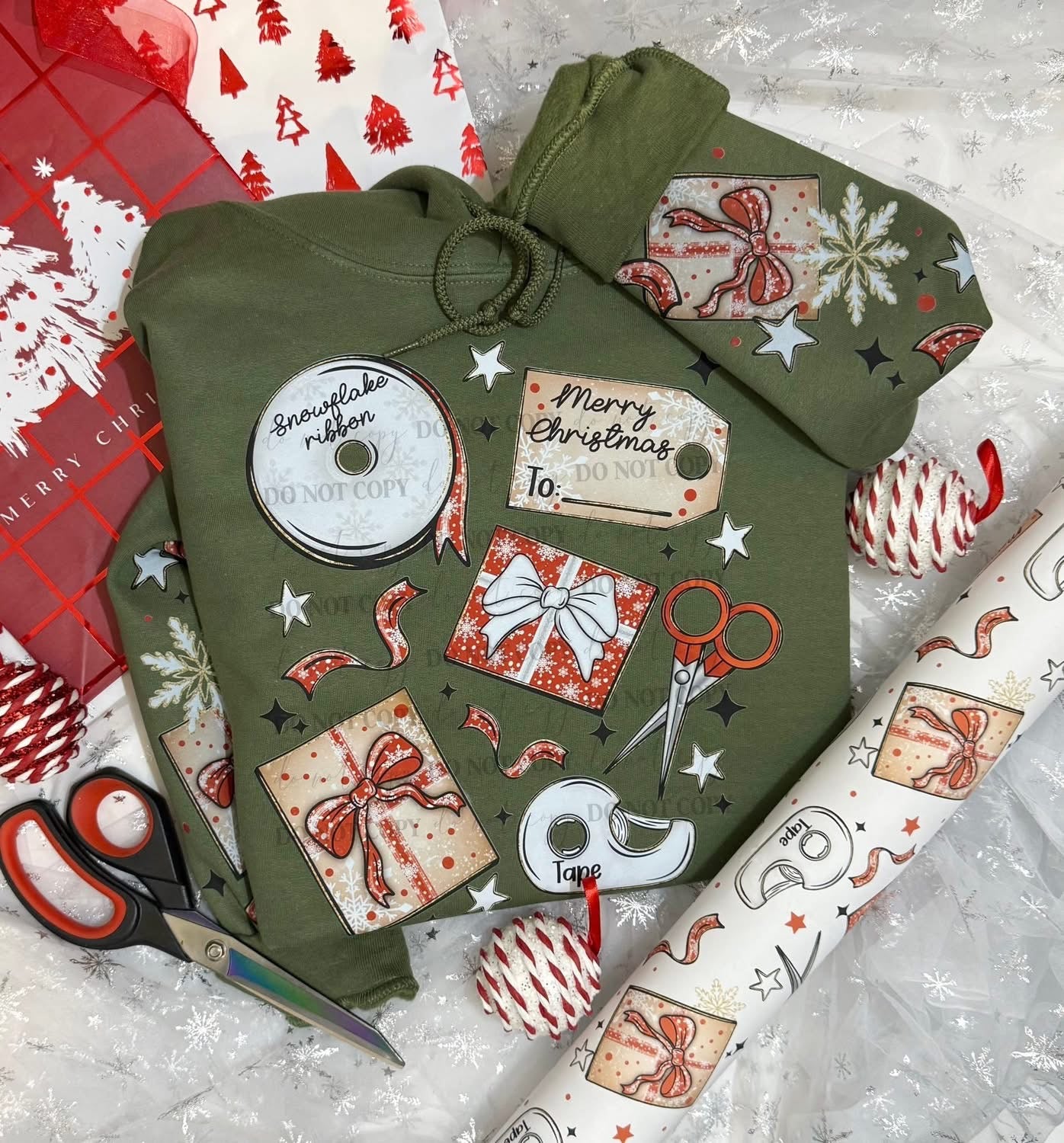 Gift Wrapping sweatshirt with sleeve designs