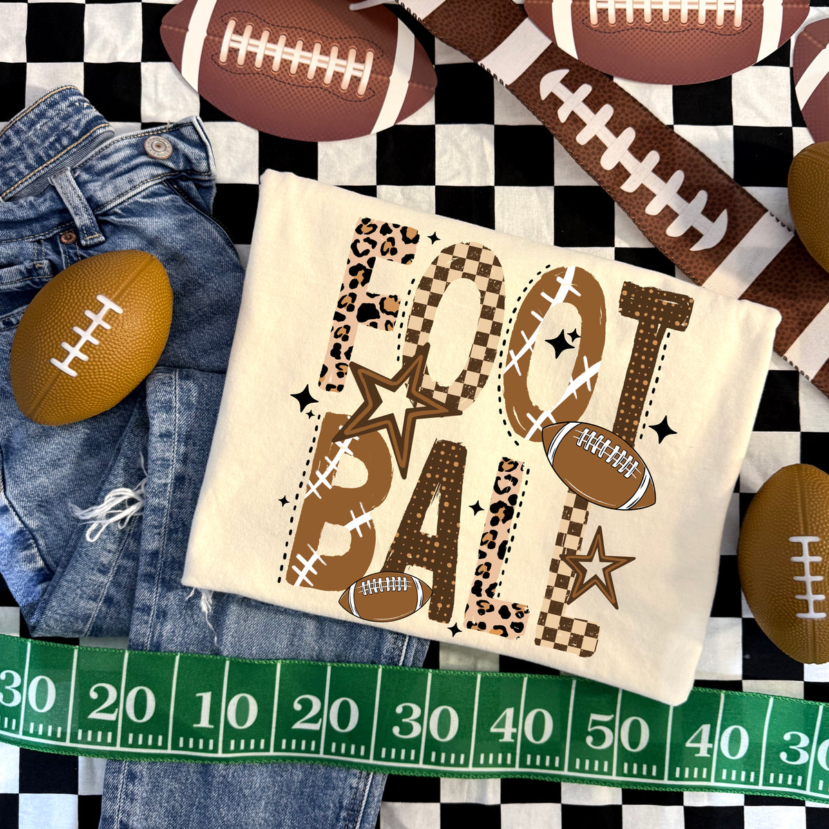 Foot Ball tee (Cheetah & Checker)