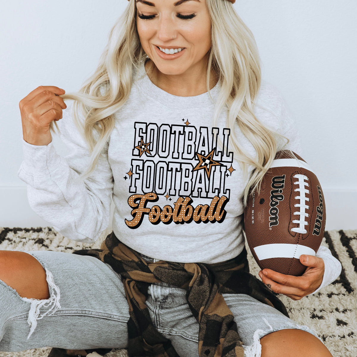 Triple Stack Football tee (Brown Ink)