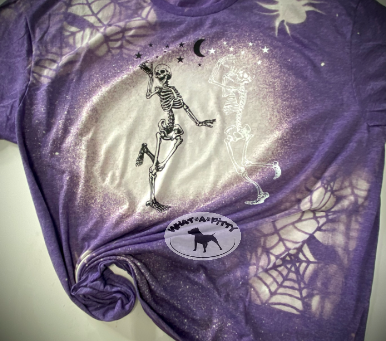 Dancing Skellies Halloween Bleached tee