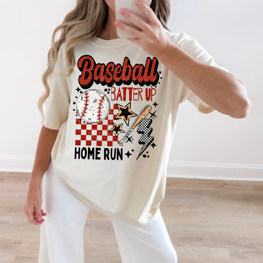 Baseball batter up home run tee