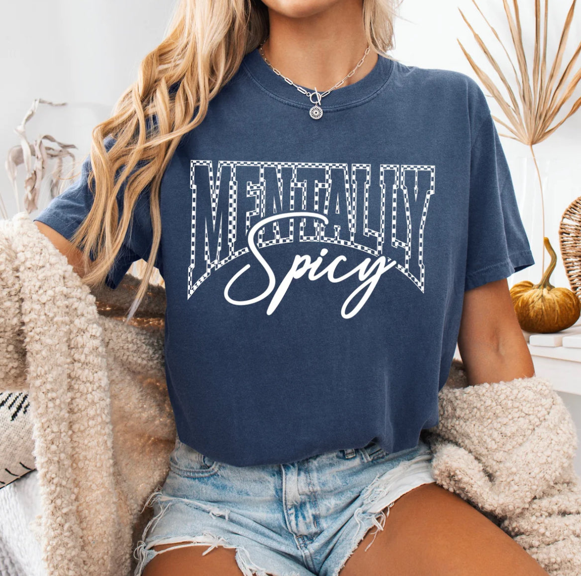 Mentally Spicy checker tee