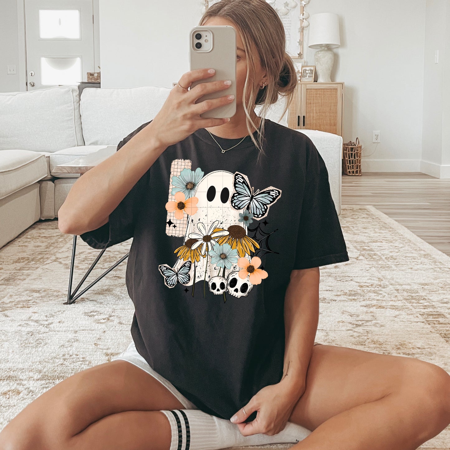 Blue Floral Ghost tee