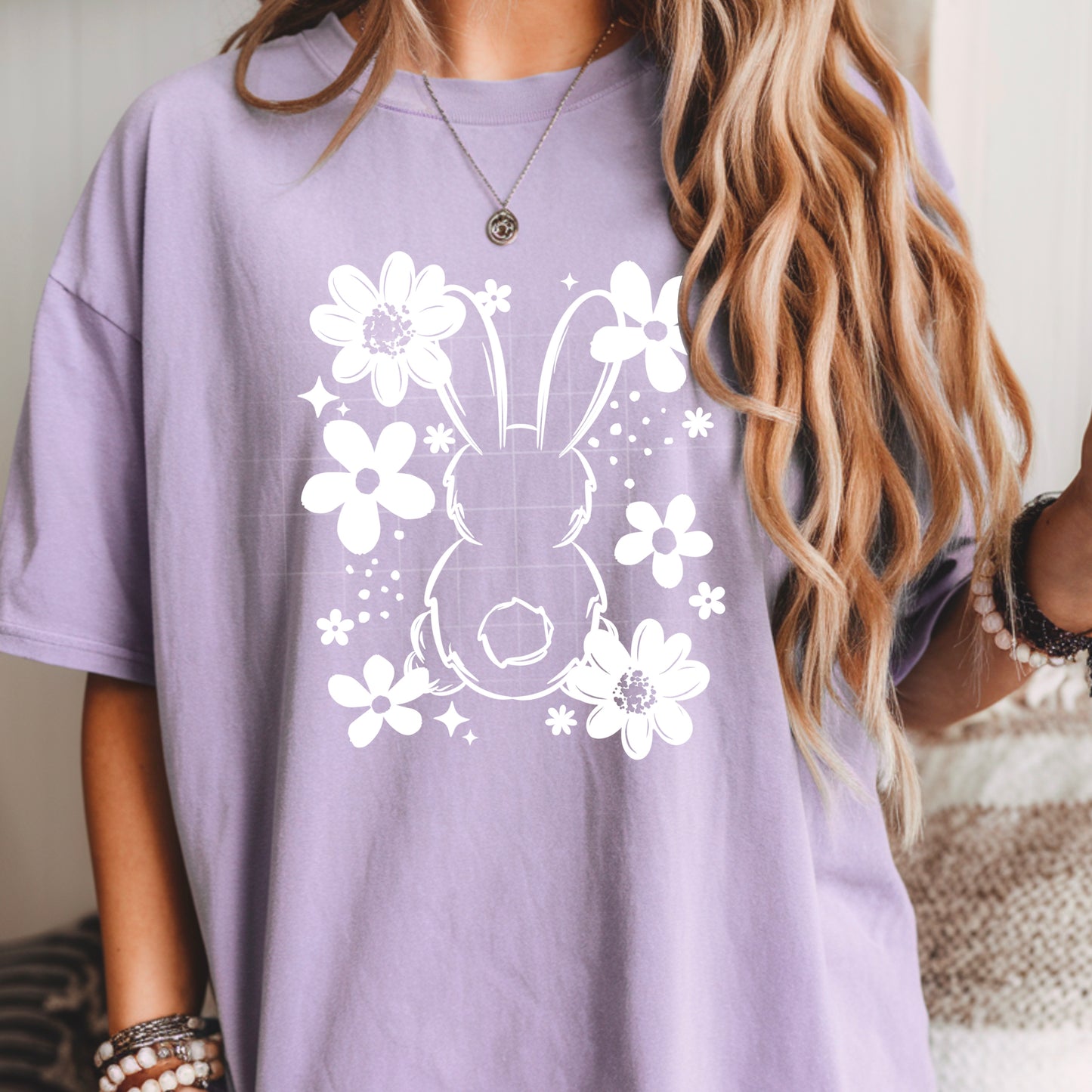 White Floral Bunny tee