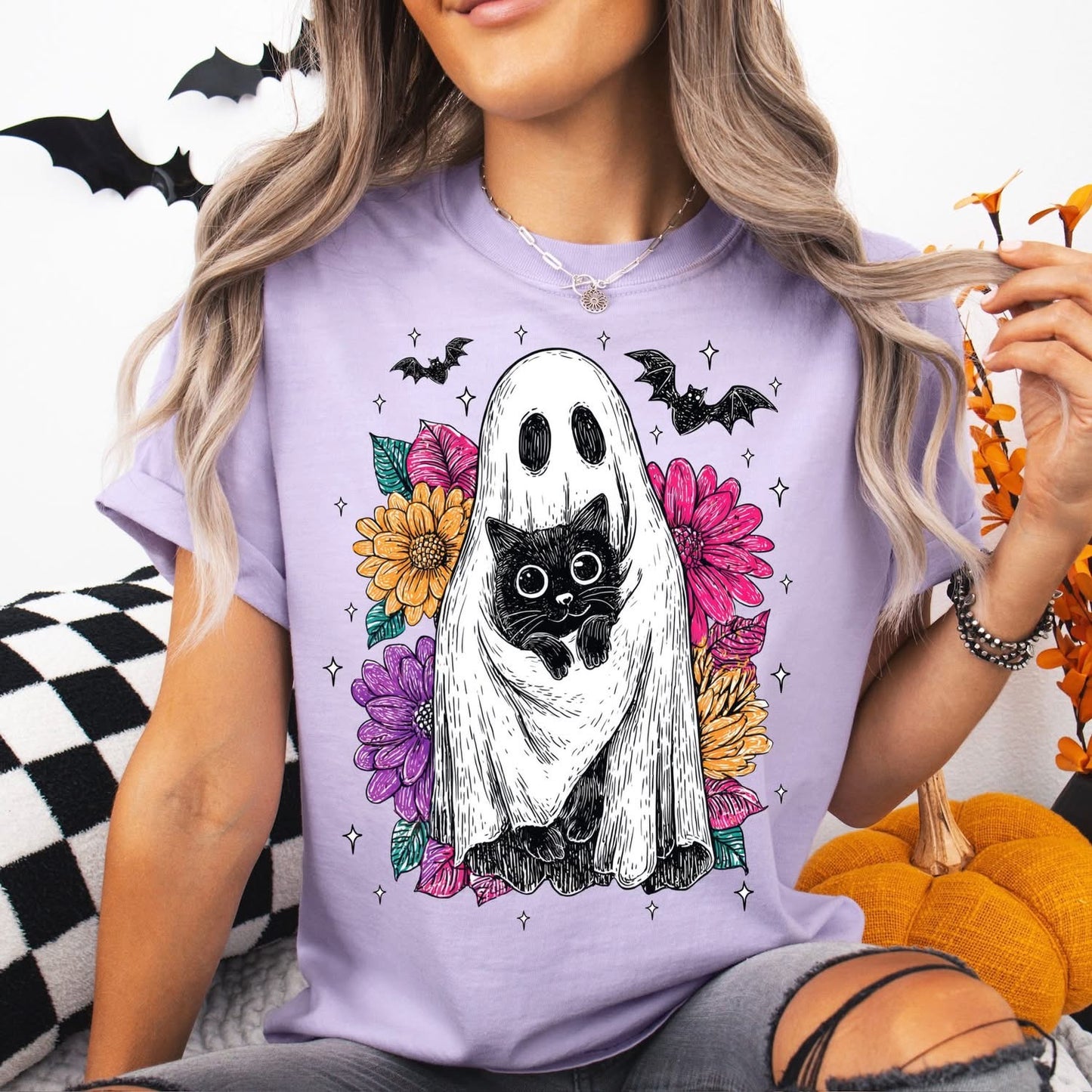 Ghost with Black Cat tee