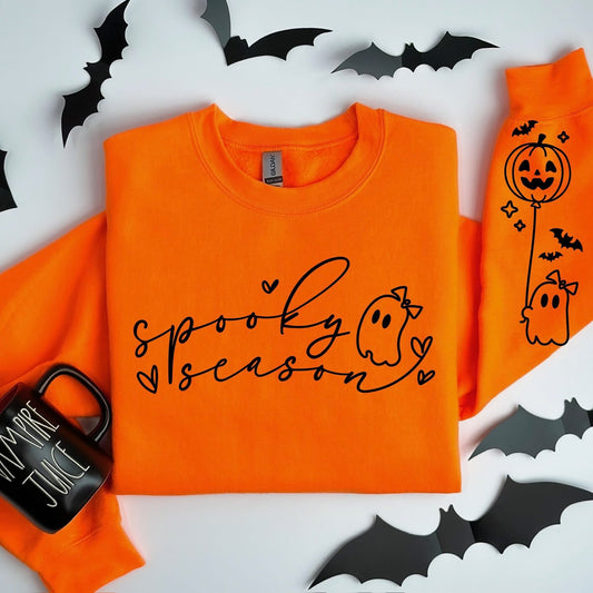 Spooky Season Ghost with sleeve design sweatshirt