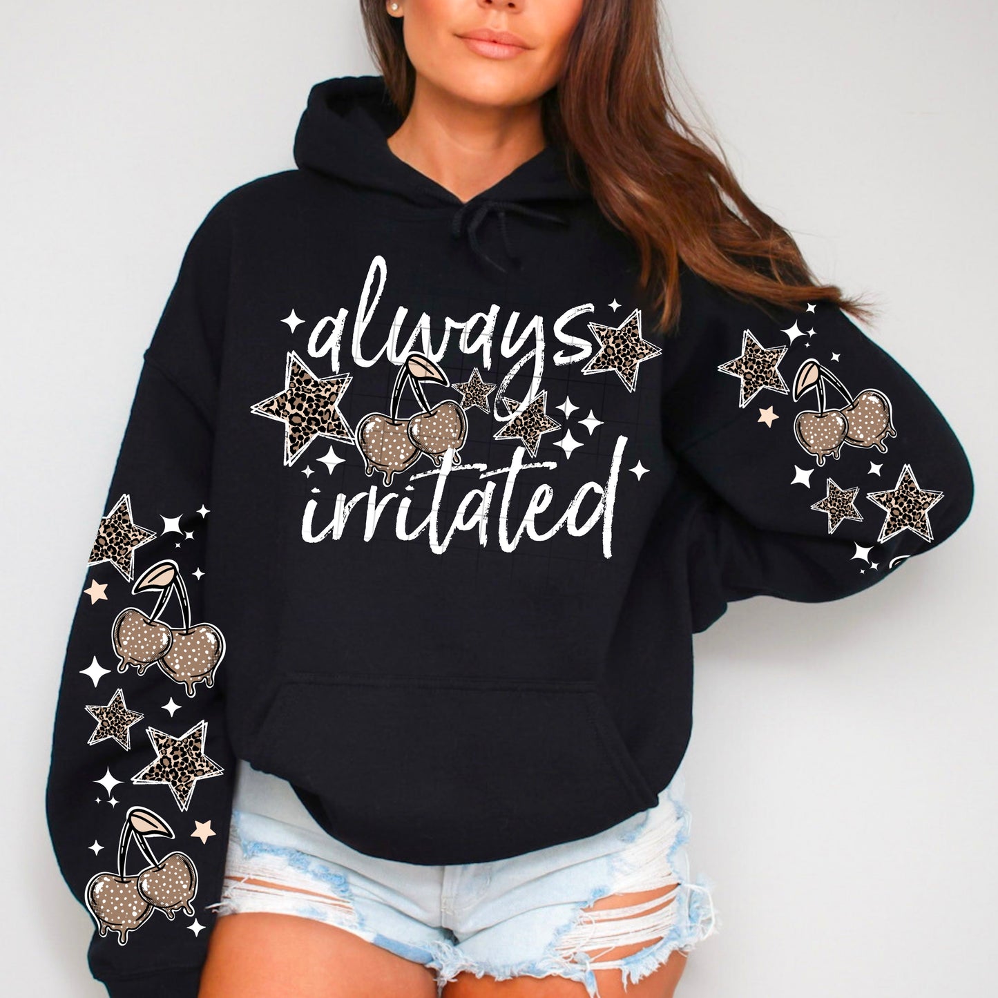 Always Irritated sweatshirt with sleeve design  (White Ink)