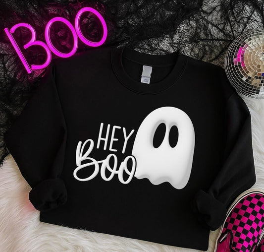 Puff Print - Hey Boo tee