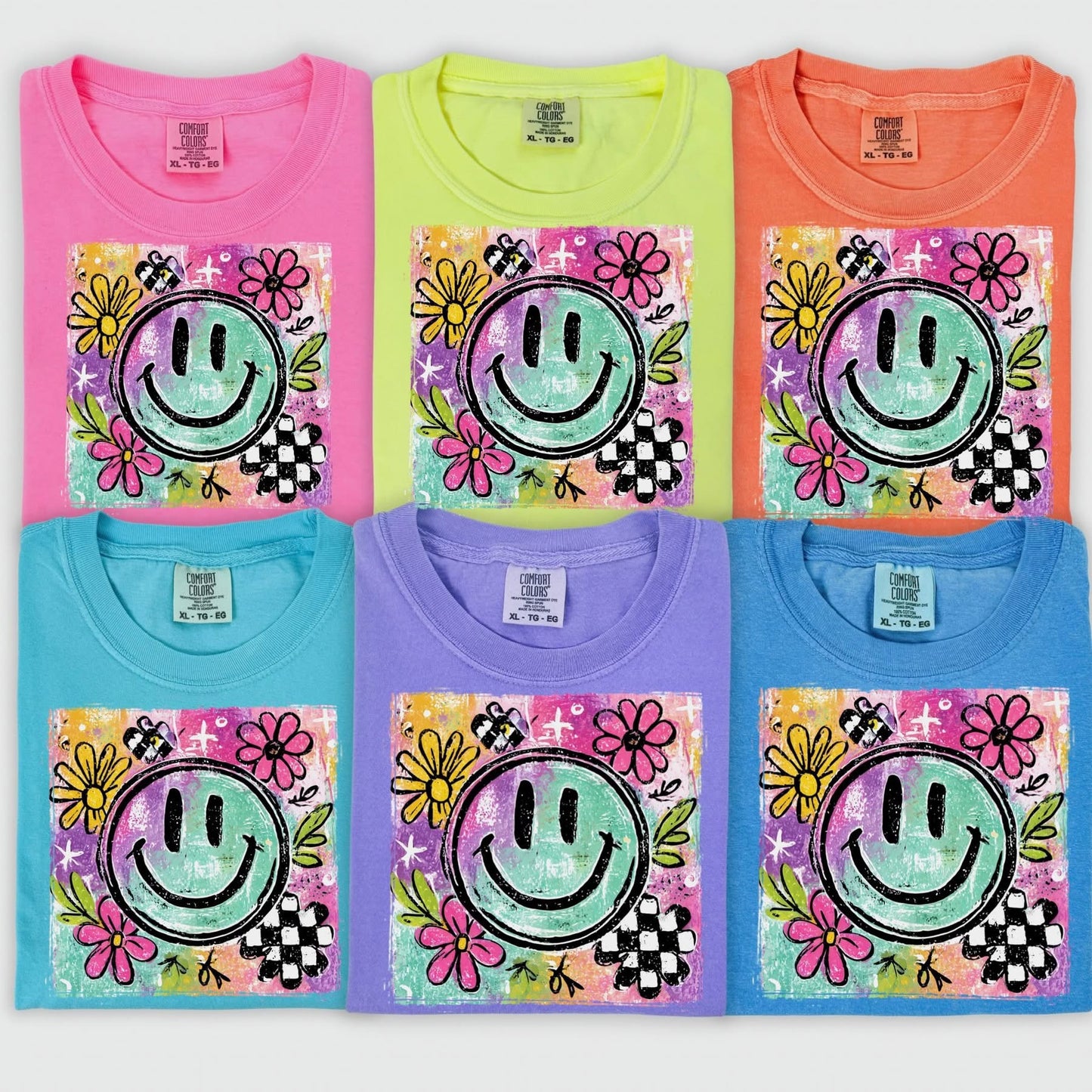 Colorful Smiley Face tee