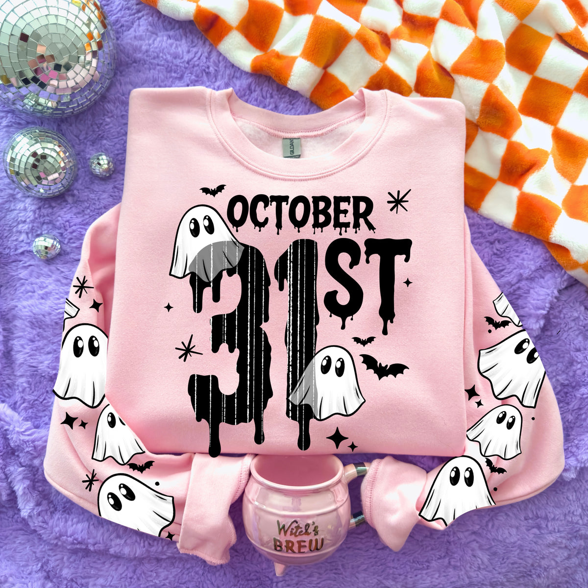 October 31st sweatshirt with sleeve designs