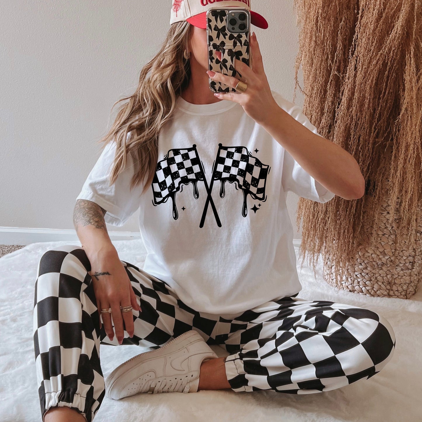 Checkered Flag Drip tee (Black Ink)