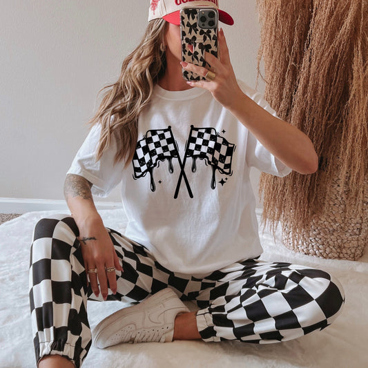 Checkered Flag Drip tee (Black Ink)