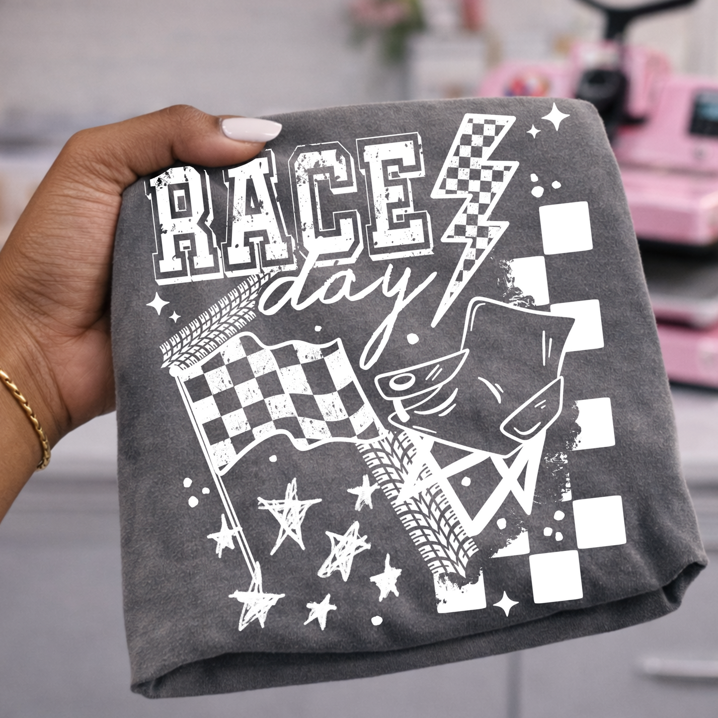 Race Day tee (White Ink)